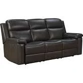 Leon Power Reclining Sofa w/ Power Head Rests, Lumbar, Heat & Massage in Gray Top Grain Leather